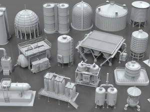 промышленные резервуары - часть - 1 - 20 шт. 3D Модель