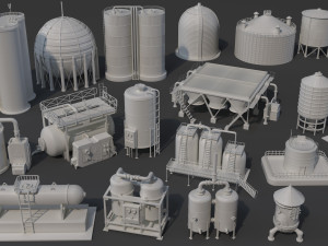 industrial tanks - part - 1 - 20 pieces 3D Model