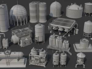 औद्योगिक टैंक - भाग - 1 - 20 टुकड़े 3D मॉडल