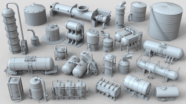 industrial tanks - part-2 - 25 pieces Modelo 3D .c4d .max .obj .3ds .fbx .stl .blend 
