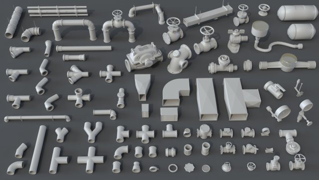 pipes - 80 pieces 3Dモデル .c4d .max .obj .3ds .fbx .stl .blend 