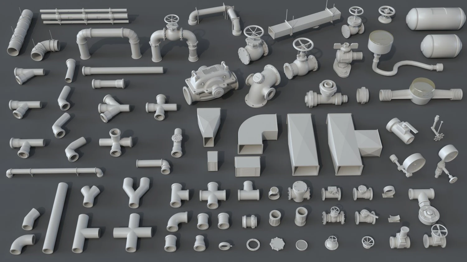 pipes - 80 pieces 3D Model .c4d .max .obj .3ds .fbx .stl .blend
