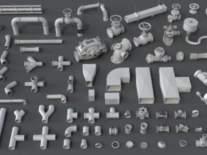 pipes - 80 pieces 3D Model