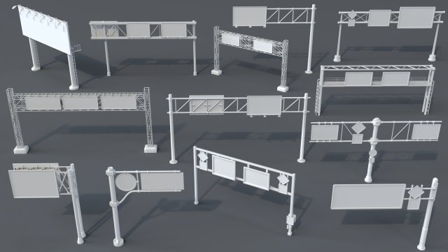 road billboards - 13 pieces Modelo 3D .c4d .max .obj .3ds .fbx .stl .blend 