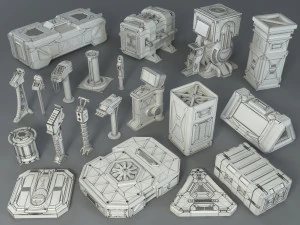 sci-fi factory units - 20 pieces - collection - 1 3D Model