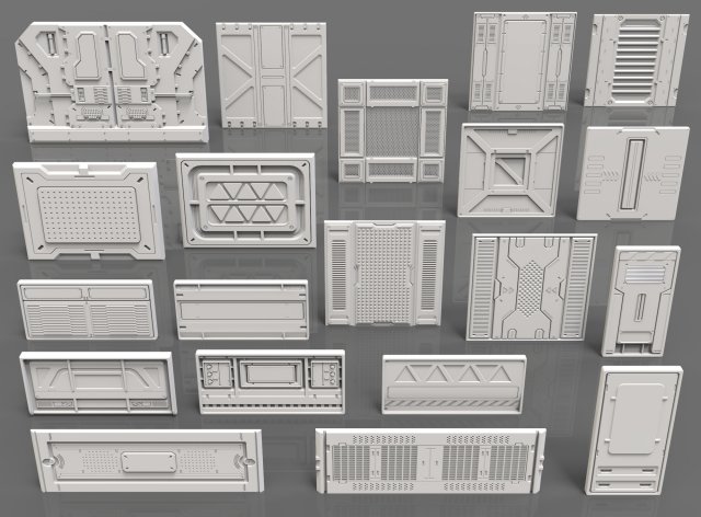 sci-fi panels - 20 pieces - collection - 1 3D Model .c4d .max .obj .3ds .fbx .lwo .lw .lws