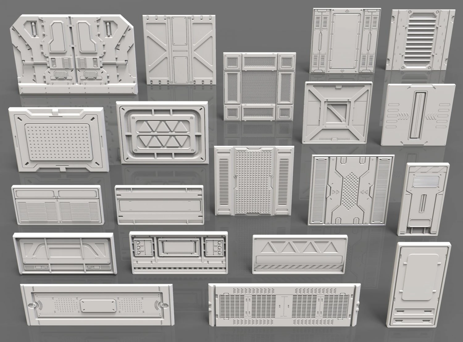 sci-fi panels - 20 pieces - collection - 1 3D Model .c4d .max .obj .3ds .fbx .stl .blend