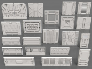 sci-fi panels - 20 pieces - collection - 1 3D Model