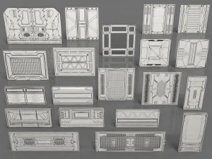 sci-fi panels - 20 pieces - collection - 1 3D Model