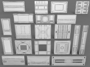 sci-fi panels - 20 pieces - collection - 2 Model 3D