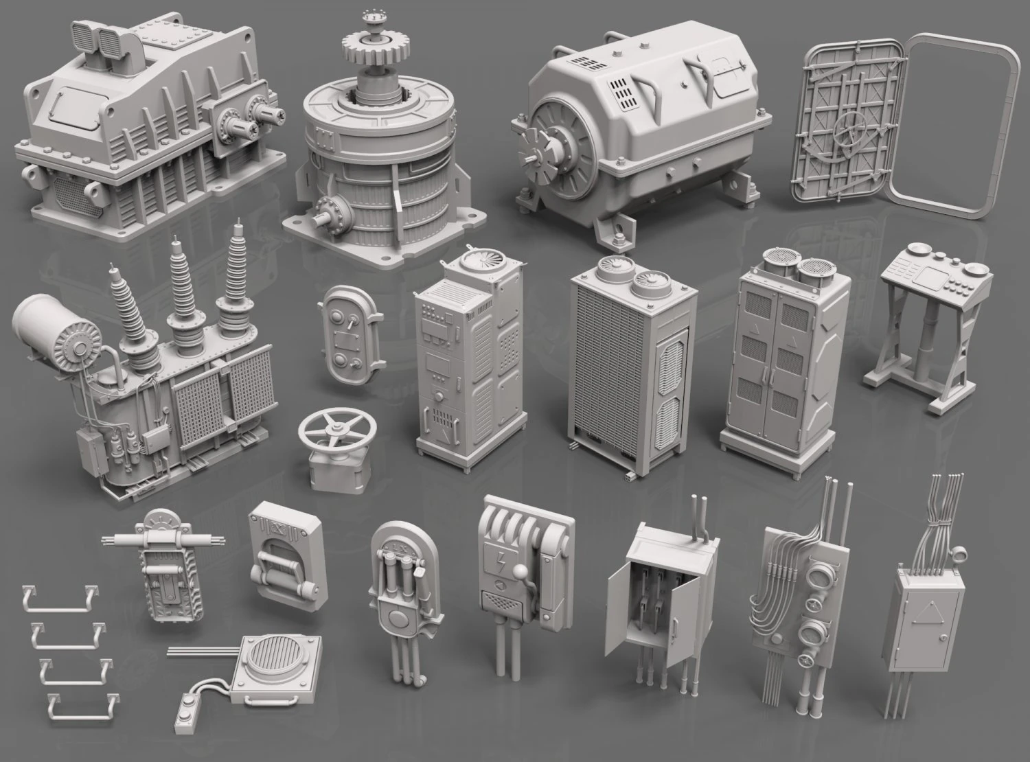 factory units 1 - 20 pieces 3D Model .c4d .max .obj .3ds .fbx .stl .blend 
