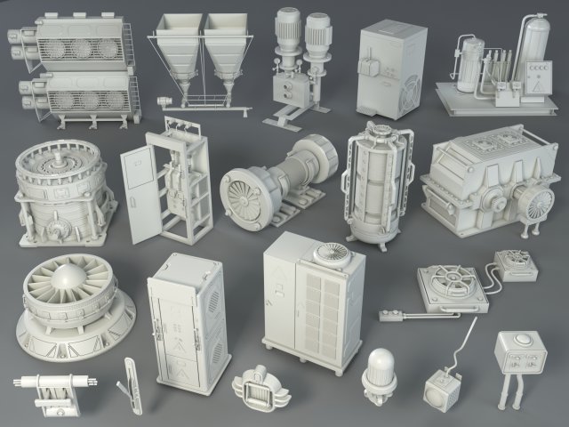 factory units 2 - 20 pieces 3D 模型 .c4d .max .obj .3ds .fbx .stl .blend 