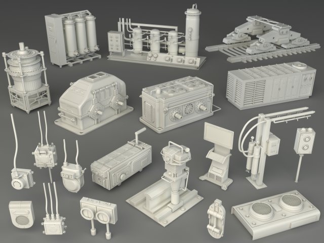 factory units 3 - 20 pieces 3D Model .c4d .max .obj .3ds .fbx .stl .blend 