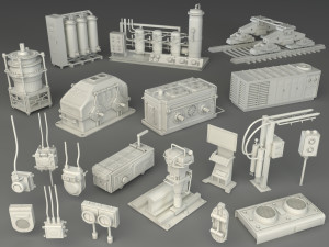 factory units 3 - 20 pieces 3D Model