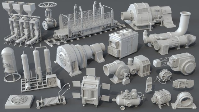 factory units 4 - 20 pieces 3D 모델 .c4d .max .obj .3ds .fbx .stl .blend 