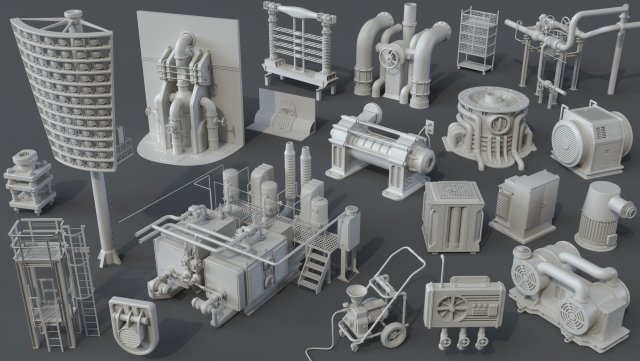 factory units 5 - 20 pieces Modelo 3D .c4d .max .obj .3ds .fbx .stl .blend 