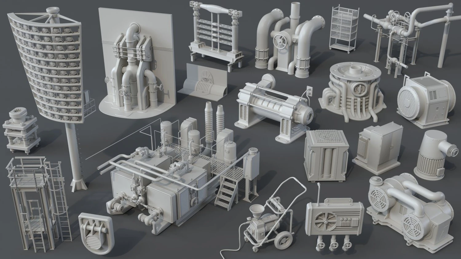 factory units 5 - 20 pieces 3D Model .c4d .max .obj .3ds .fbx .stl .blend 