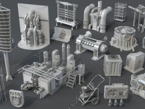 factory units 5 - 20 pieces 3D Model