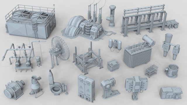 factory units 6 - 20 pieces 3D Model .c4d .max .obj .3ds .fbx .stl .blend 