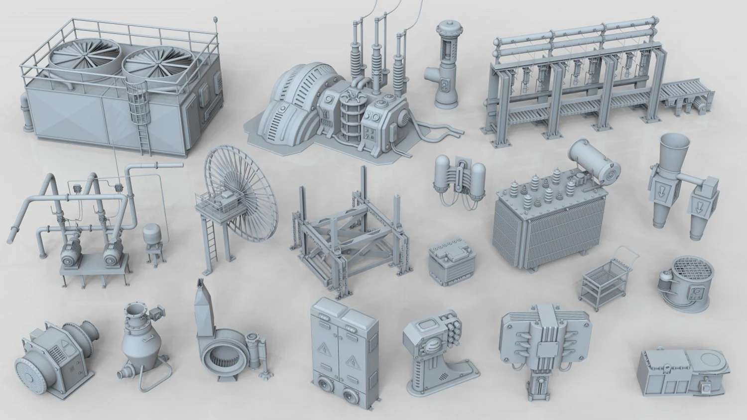 factory units 6 - 20 pieces 3D Model .c4d .max .obj .3ds .fbx .stl .blend 