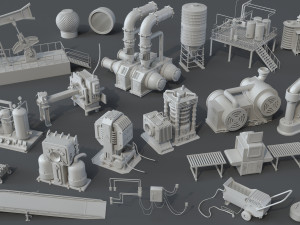 factory units 7 - 20 pieces 3D Model