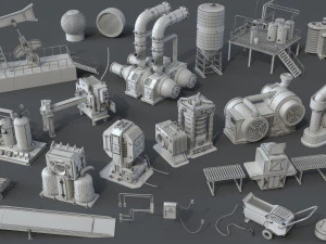 factory units 7 - 20 pieces 3D Model
