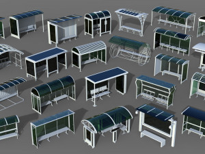 bus stops - 24 pieces 3D Model