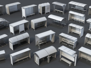 bus stops - 24 pieces Modello 3D