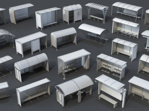 fermate dell'autobus - 24 pezzi Modello 3D