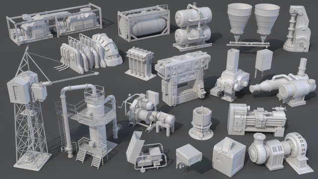 factory units 8 - 20 pieces Modèle 3D .c4d .max .obj .3ds .fbx .stl .blend 