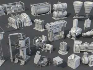factory units 8 - 20 pieces 3D Model