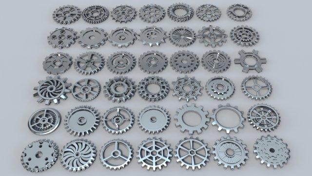42 low poly gears 3D-Modell .c4d .max .obj .3ds .fbx .stl .blend 