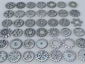 42 low poly gears 3D Model