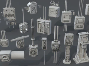 industrial switches - 20 pieces 3D Model