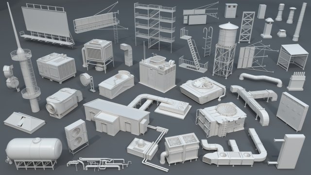 building roof collection - 1 - 40 pieces Model 3D .c4d .max .obj .3ds .fbx .stl .blend 