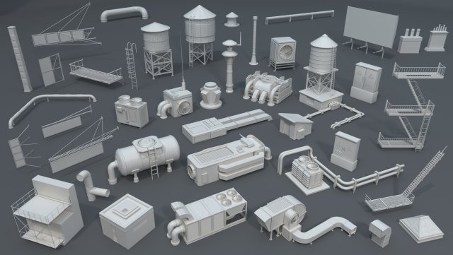building roof collection - 2 - 40 pieces Modelo 3D .c4d .max .obj .3ds .fbx .stl .blend 