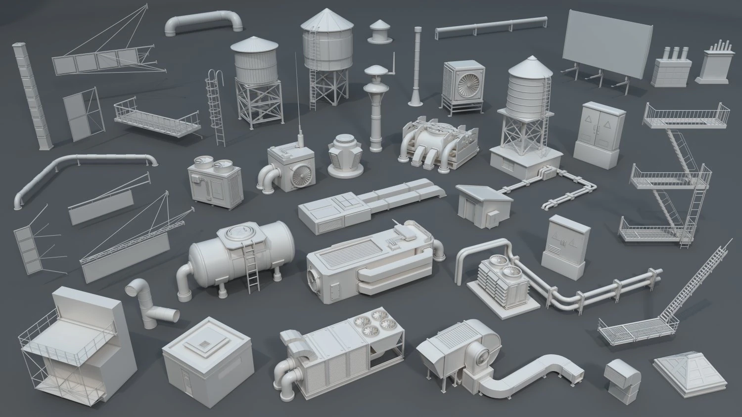 building roof collection - 2 - 40 pieces 3D Model .c4d .max .obj .3ds .fbx .stl .blend 