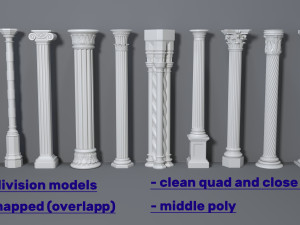 columns collection -1 - 10 pieces 3D Model