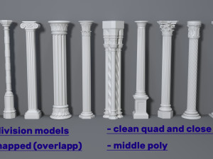 columns collection -1 - 10 pieces Model 3D