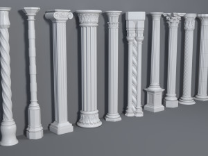 columns collection -1 - 10 pieces 3D Model