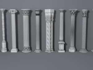 columns collection -1 - 10 pieces 3D Model