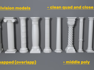 columns collection -2 - 10 pieces 3D Model