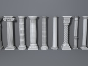 columns collection -2 - 10 pieces Model 3D
