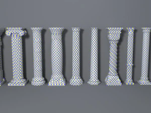 columns collection -2 - 10 pieces 3D Model