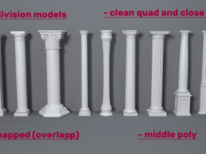 columns collection -3 - 10 pieces Model 3D