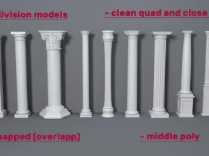 columns collection -3 - 10 pieces 3D Model