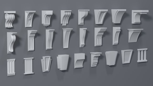 corbels collection -1 - 25 pieces Modello 3D .c4d .max .obj .3ds .fbx .stl .blend 