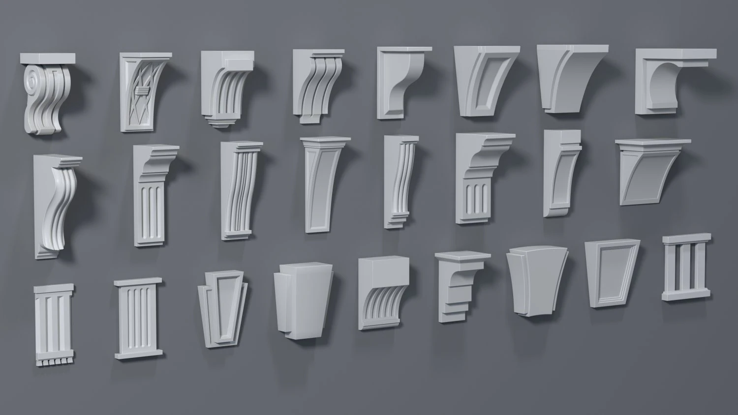 corbels collection -1 - 25 pieces 3D Model .c4d .max .obj .3ds .fbx .stl .blend 