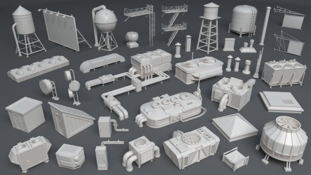building roof collection - 3 - 40 pieces Modelo 3D .c4d .max .obj .3ds .fbx .stl .blend 
