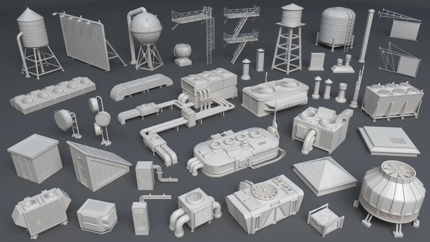 building roof collection - 3 - 40 pieces 3D Model .c4d .max .obj .3ds .fbx .stl .blend